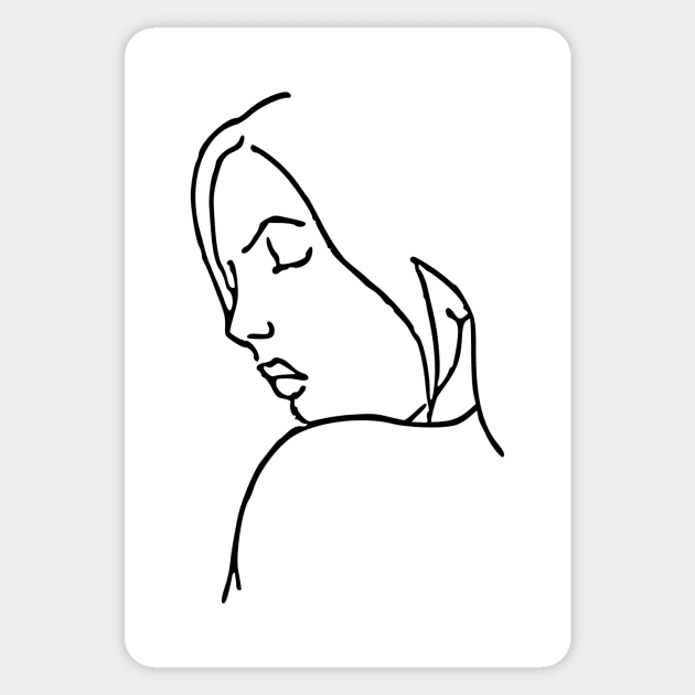 Line Drawing of Girl Sticker by xam